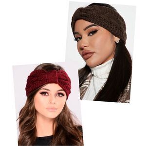 Big Bow Headband - Burgundy & Giving Mixed Feelings Headband - Chocolate Bundle